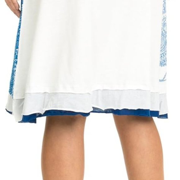 Desigual Fal BERLIN A line cotton colorful summer shiny layer look Lg skirt New - Picture 4 of 8